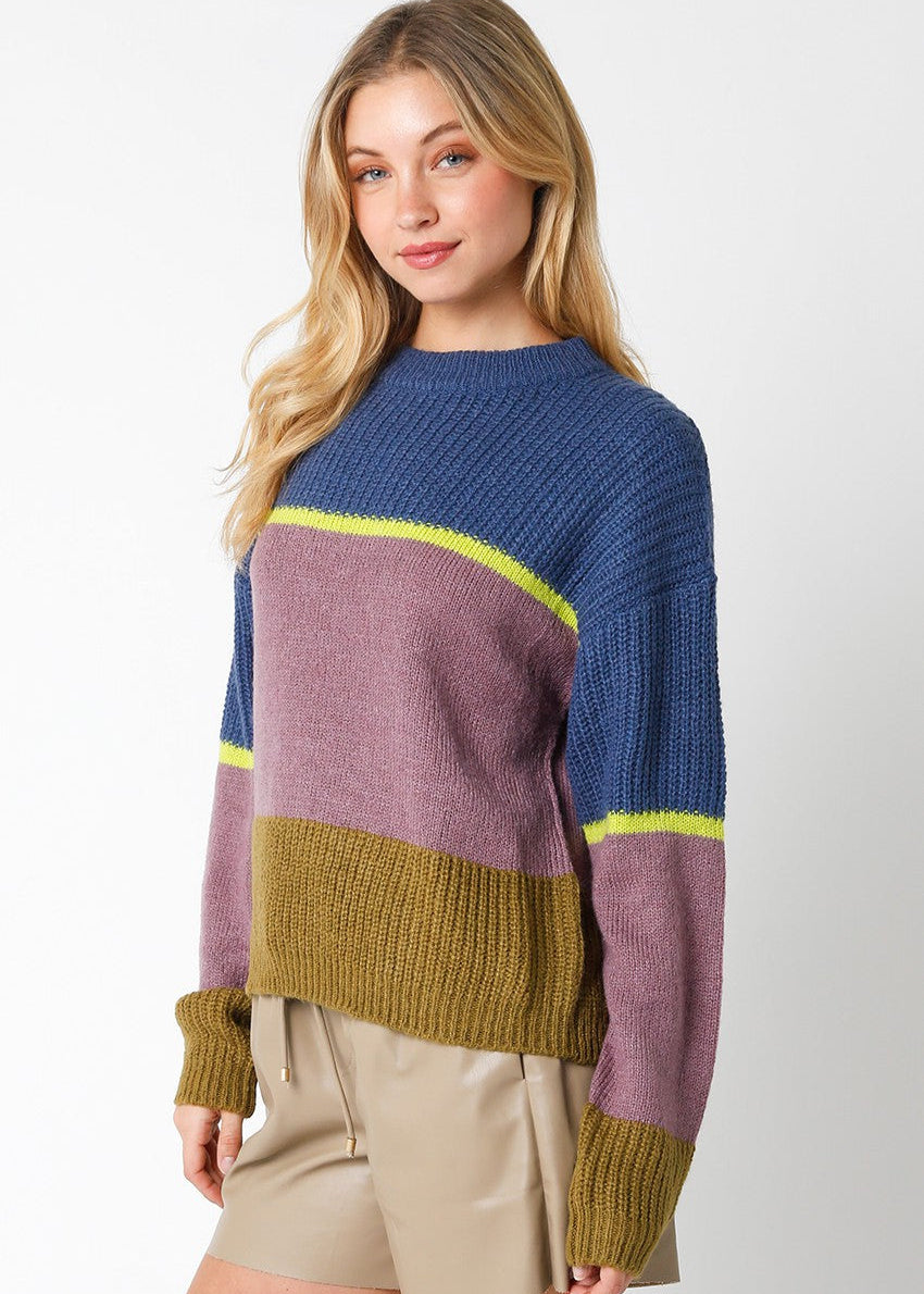 STRIPED BLUE KNIT SWEATER