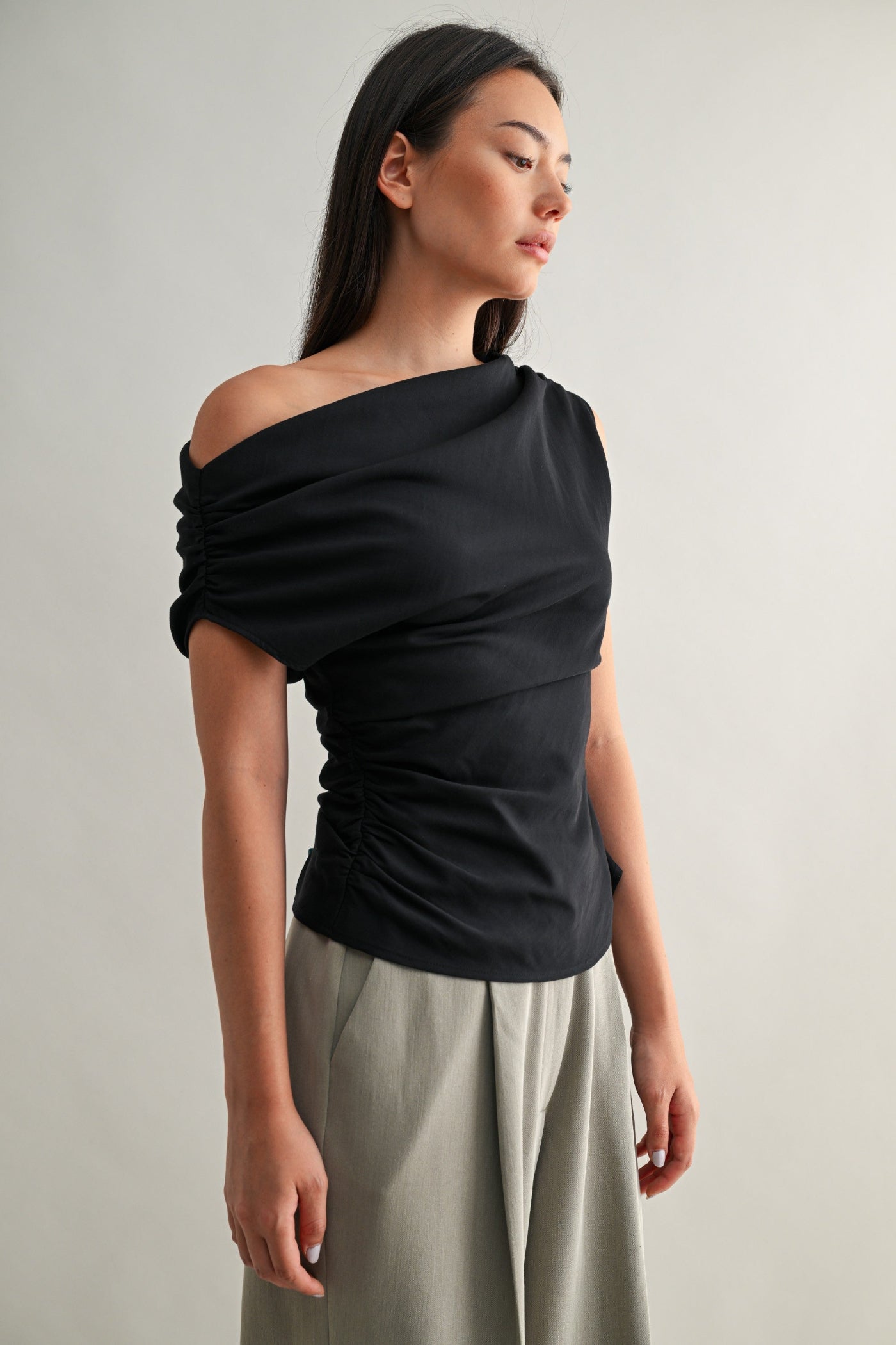 BLACK ASYMMETRICAL TOP