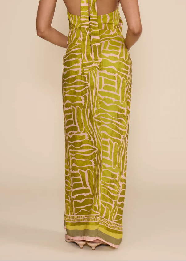 MAXI FLOOR LENGTH GREEN ABSTRACT SKIRT