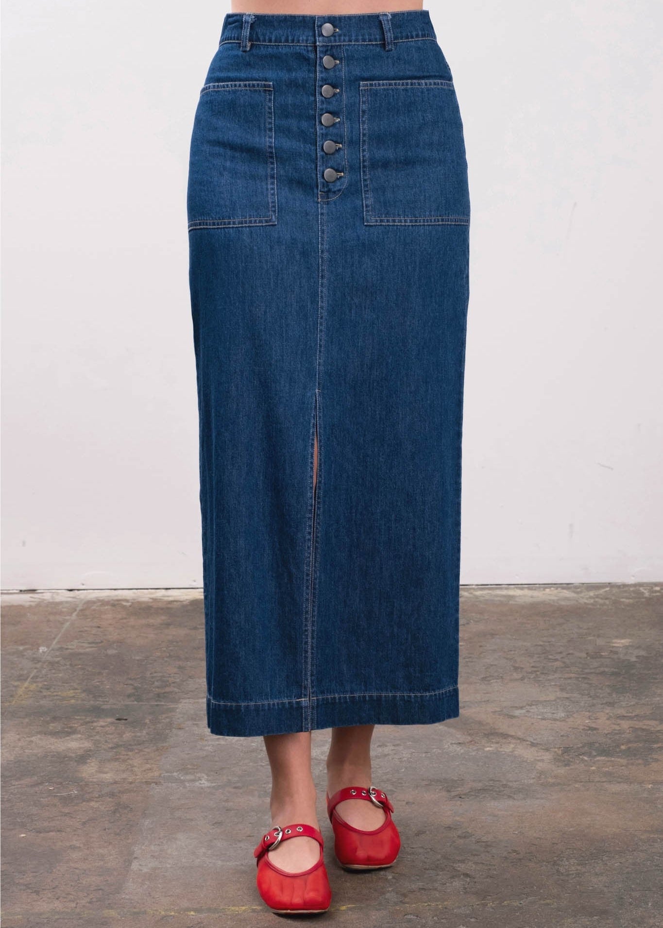 MARCY DENIM MIDI SKIRT