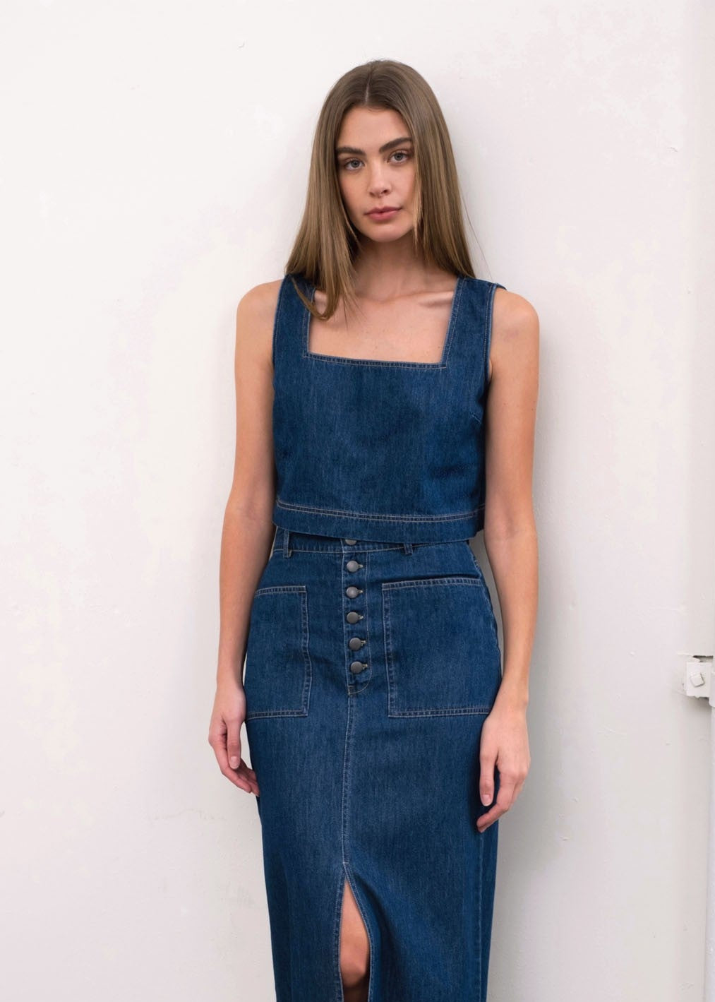 MARCY DENIM SLEEVELESS TOP