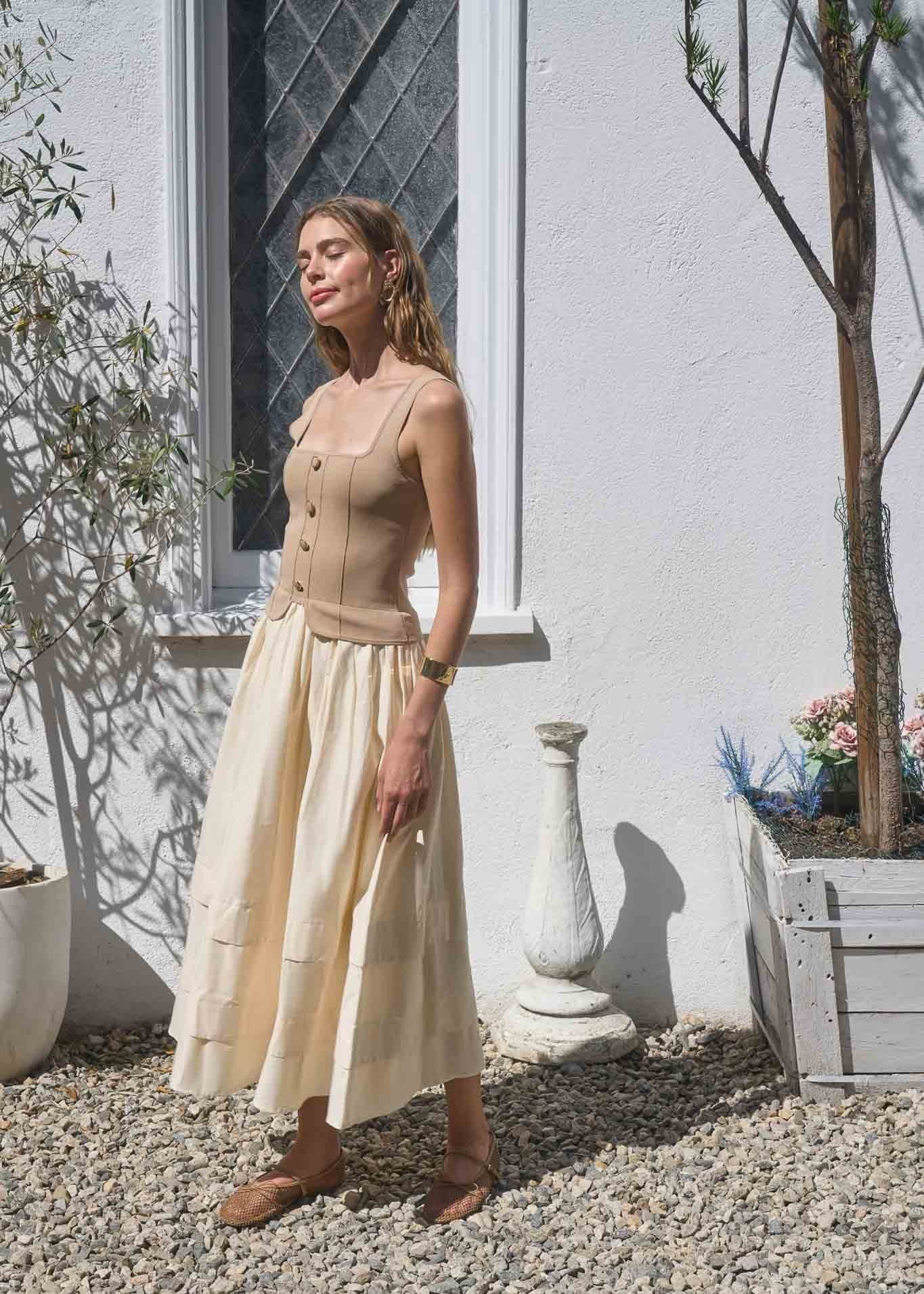 ALLISON KHAKI MIDI DRESS