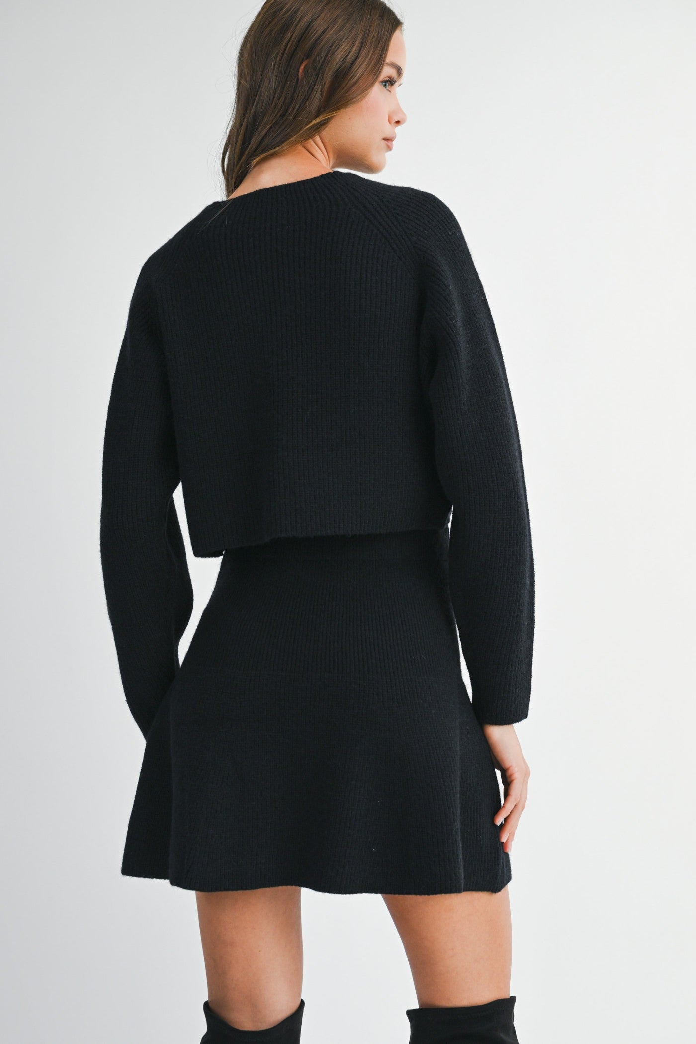 MABLE BLACK SWEATER KNIT FLARE SKIRT