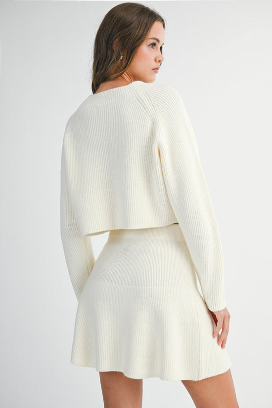 MABLE CREAM SWEATER KNIT FLARE SKIRT