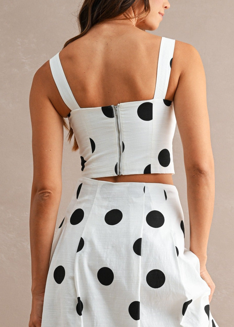 POLKA DOT SQUARE NECK CROP TOP