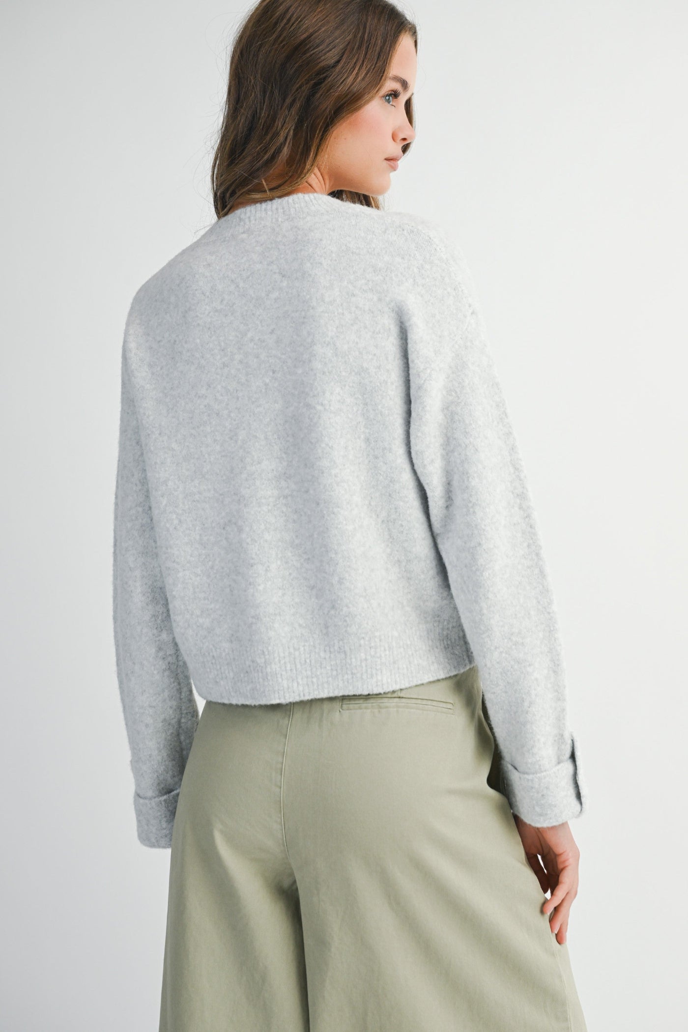 MABLE CREW NECK KNIT PULLOVER SWEATER WITH FRONT POCKETS
