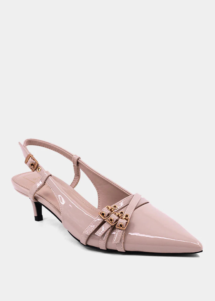 SHU SHOP NADJA SLINGBACK – NUDE FAUX PATENT