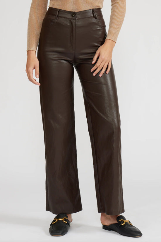 LUCY PARIS ADLER LEATHER PANTS - BROWN