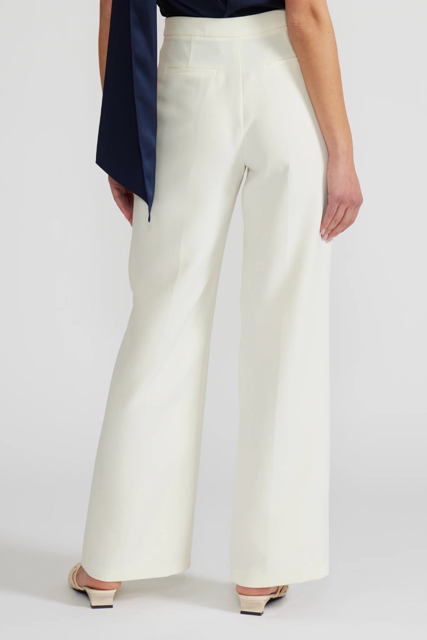LUCY PARIS TARA IVORY PANTS WITH FRONT SEAM