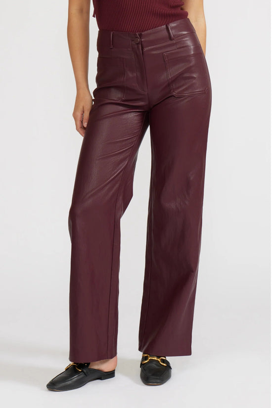 LUCY PARIS REEVE BURGUNDY FAUX LEATHER PANT