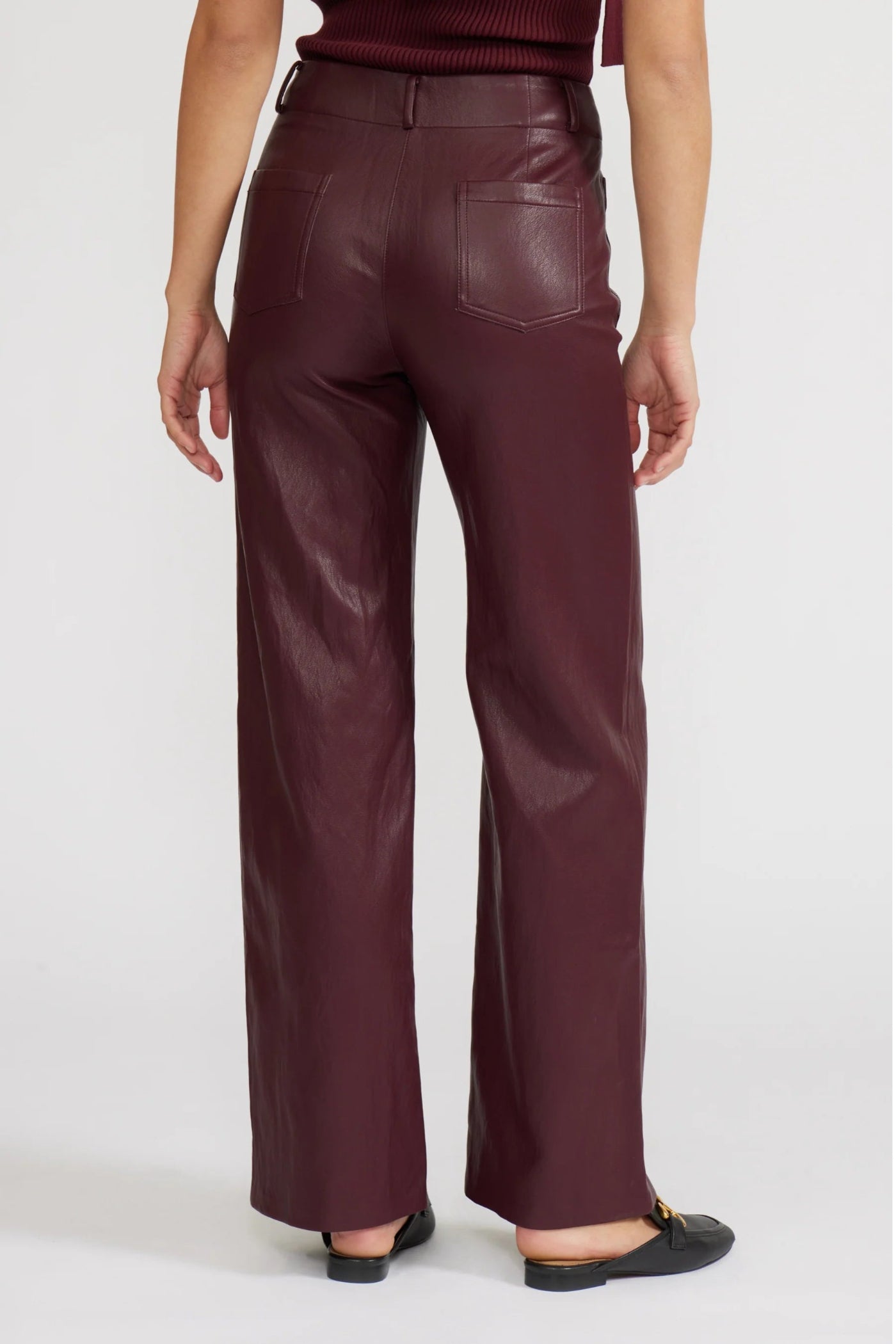 LUCY PARIS REEVE BURGUNDY FAUX LEATHER PANT