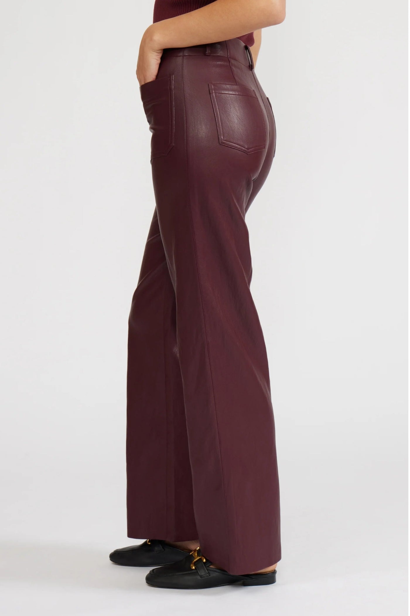 LUCY PARIS REEVE BURGUNDY FAUX LEATHER PANT