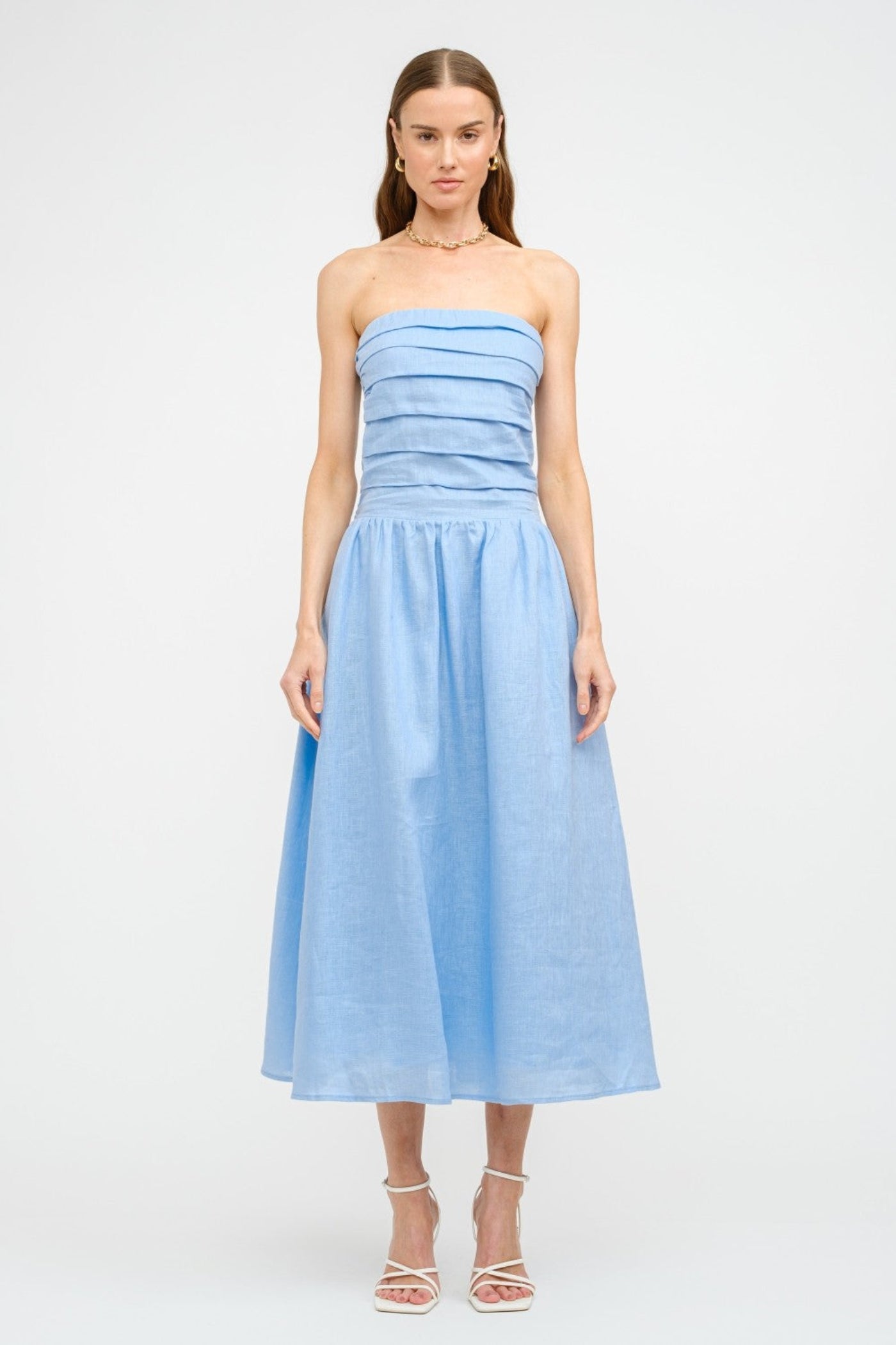 PENELOPE LINEN STRAPLESS MIDI DRESS K|LA Boutique PENELOPE LINEN STRAPLESS MIDI DRESS K|LA Boutique
