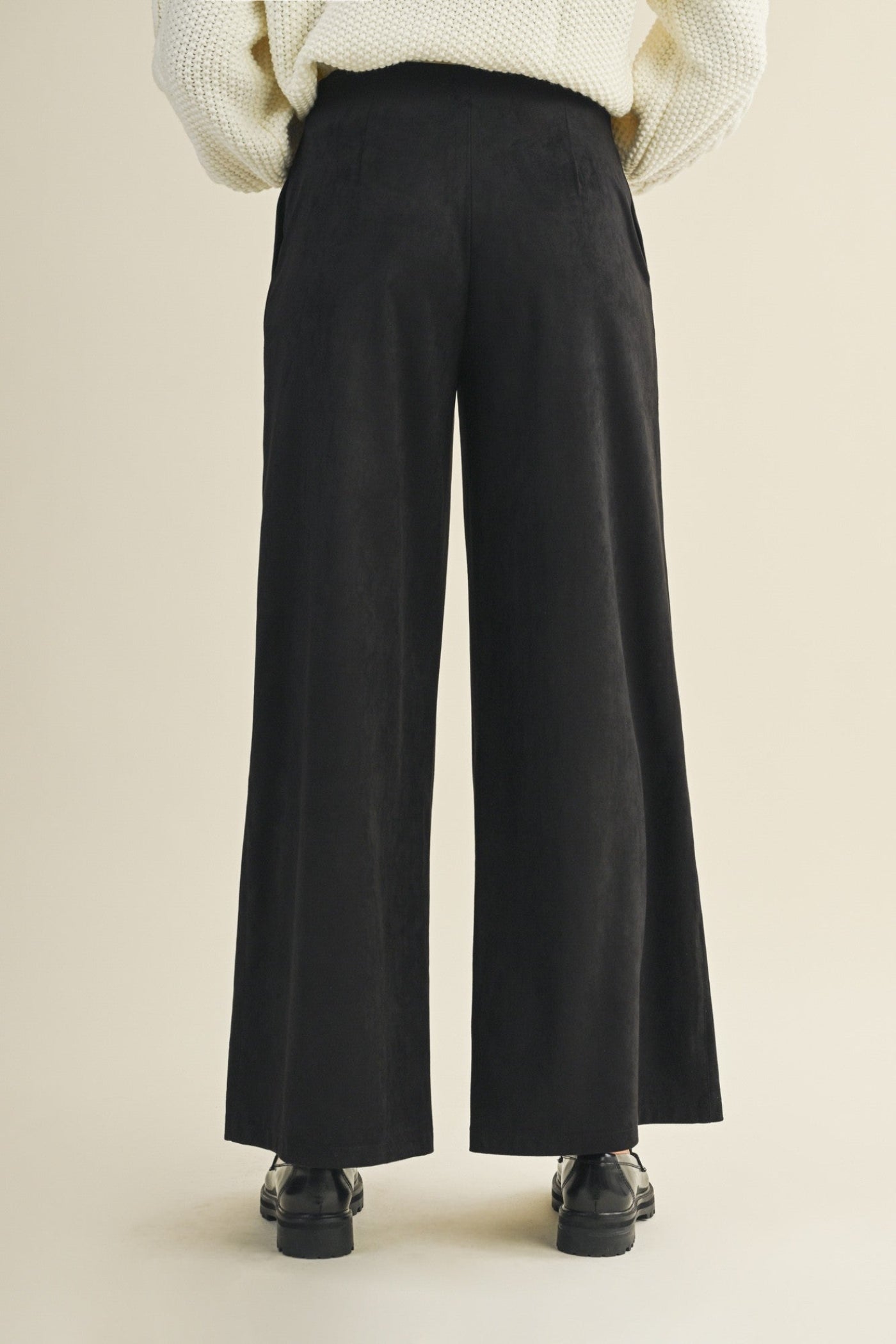 MUSTARD SEED BLACK SUEDE WIDE LEG PANTS