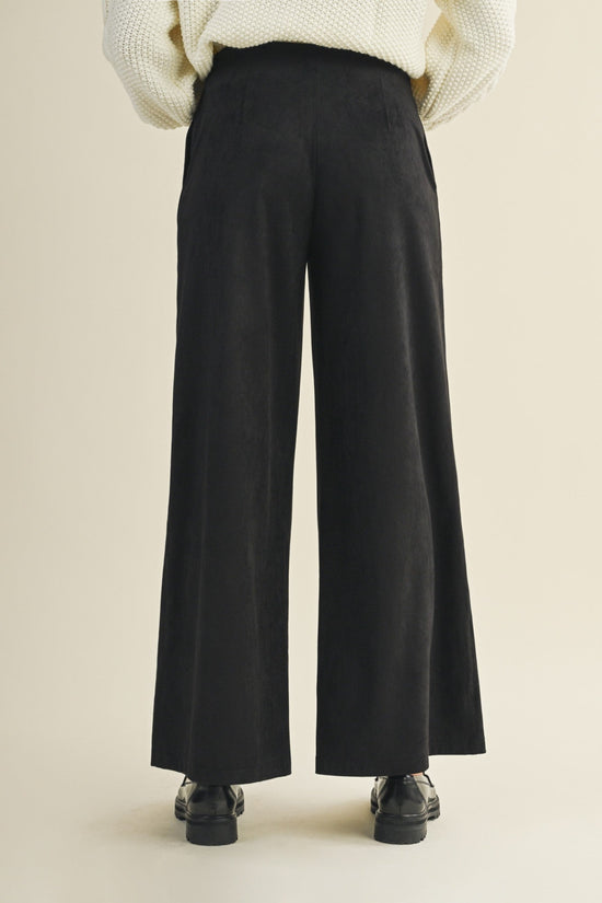MUSTARD SEED BLACK SUEDE WIDE LEG PANTS