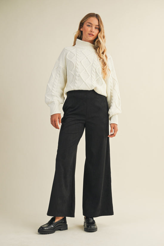 MUSTARD SEED BLACK SUEDE WIDE LEG PANTS
