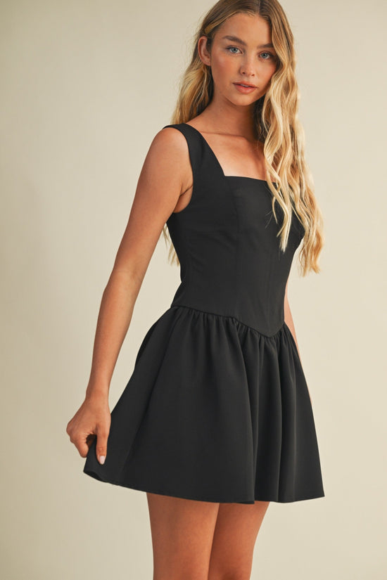 SLEEVELESS BLACK MINI DRESS