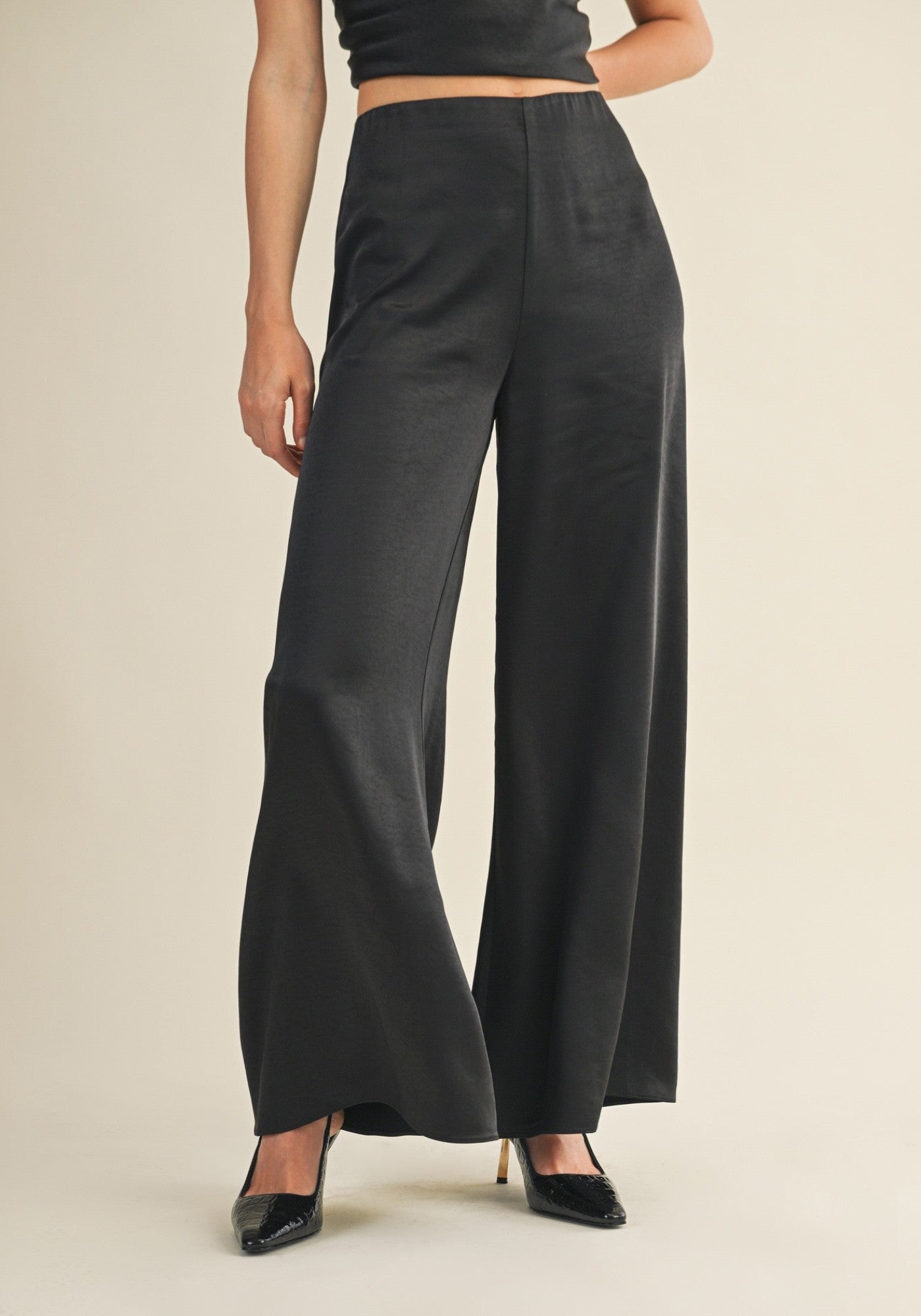 MUSTARD SEED WIDE-LEG SATIN PANTS