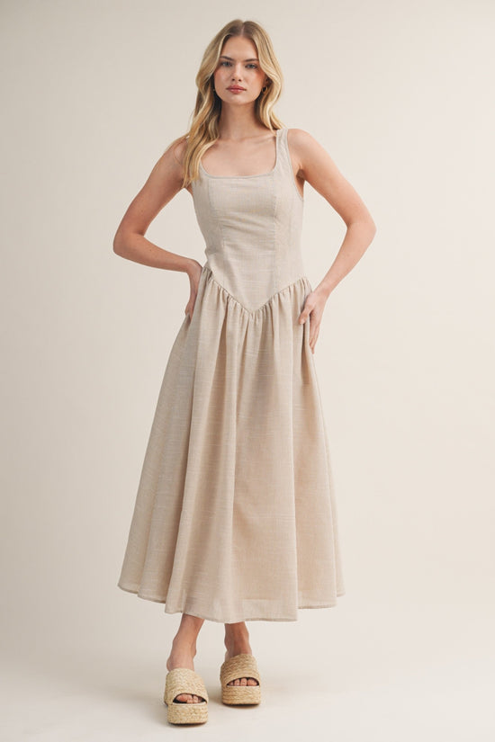 corset drop waist midi dress WENDY MAXI – K|LA Boutique Size:2X / N20 lalunefabric Midi length For Love & Lemons