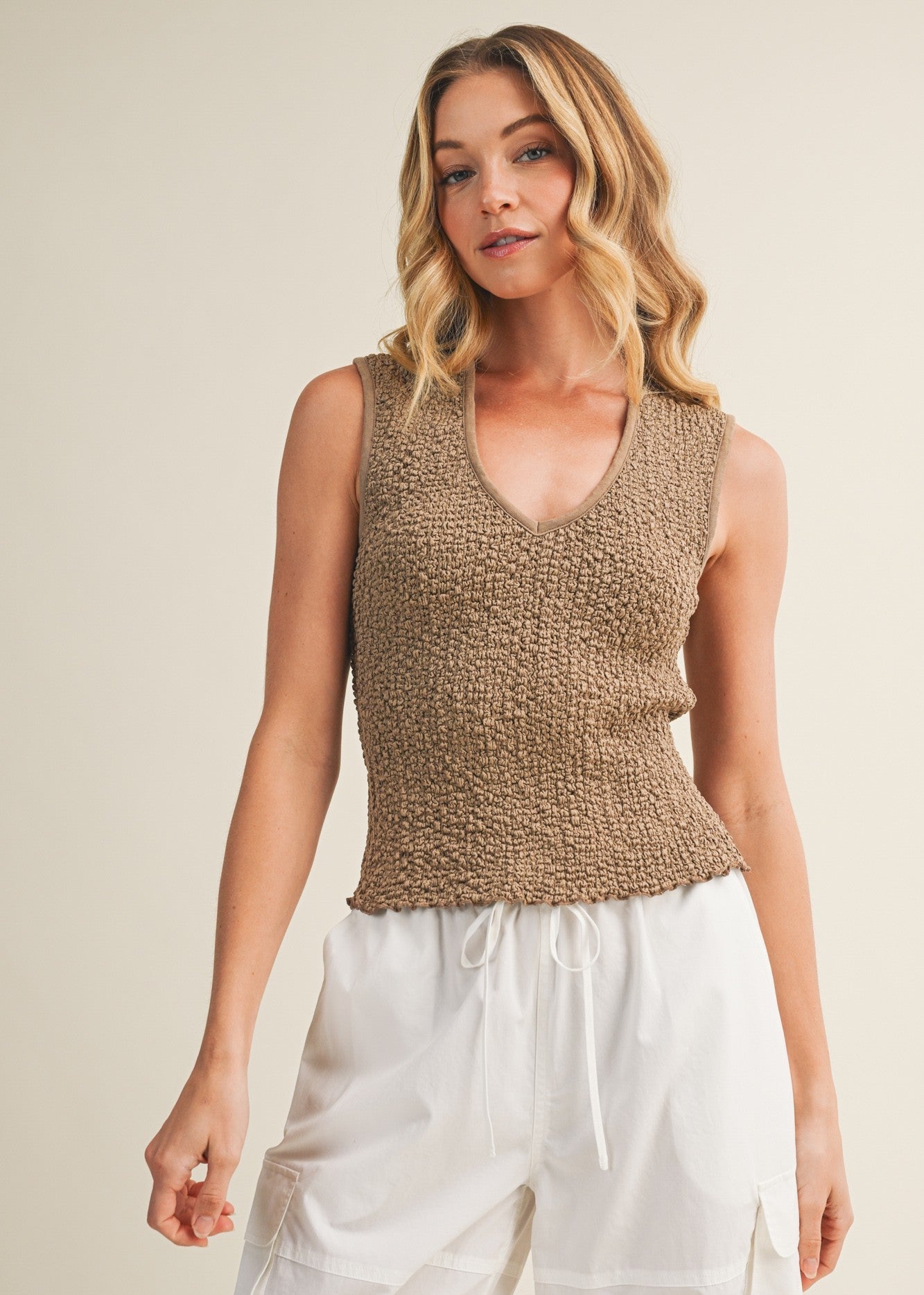 V-NECK TEXTURED TOP