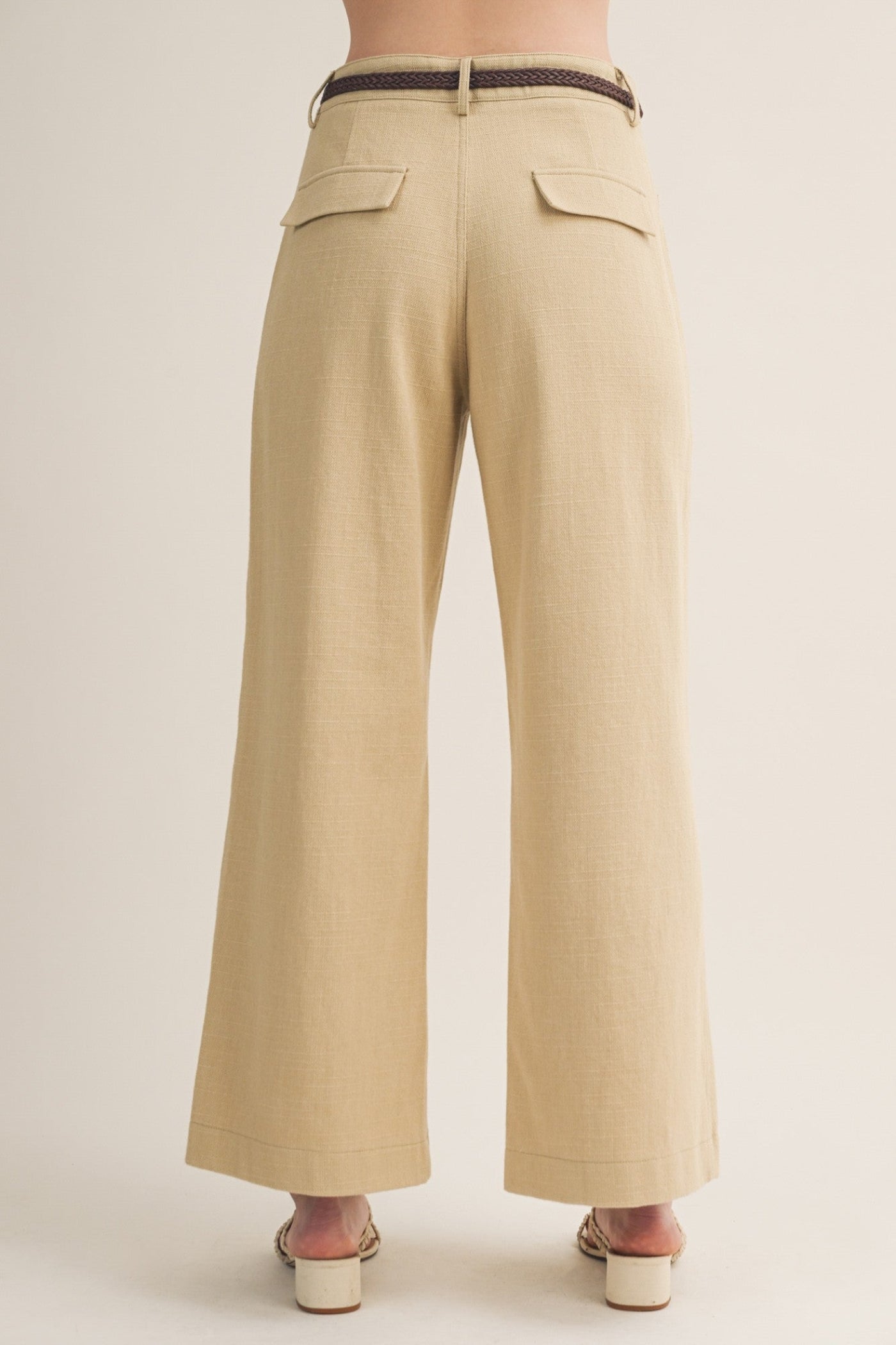 ALICIA KHAKI BELTED PANTS