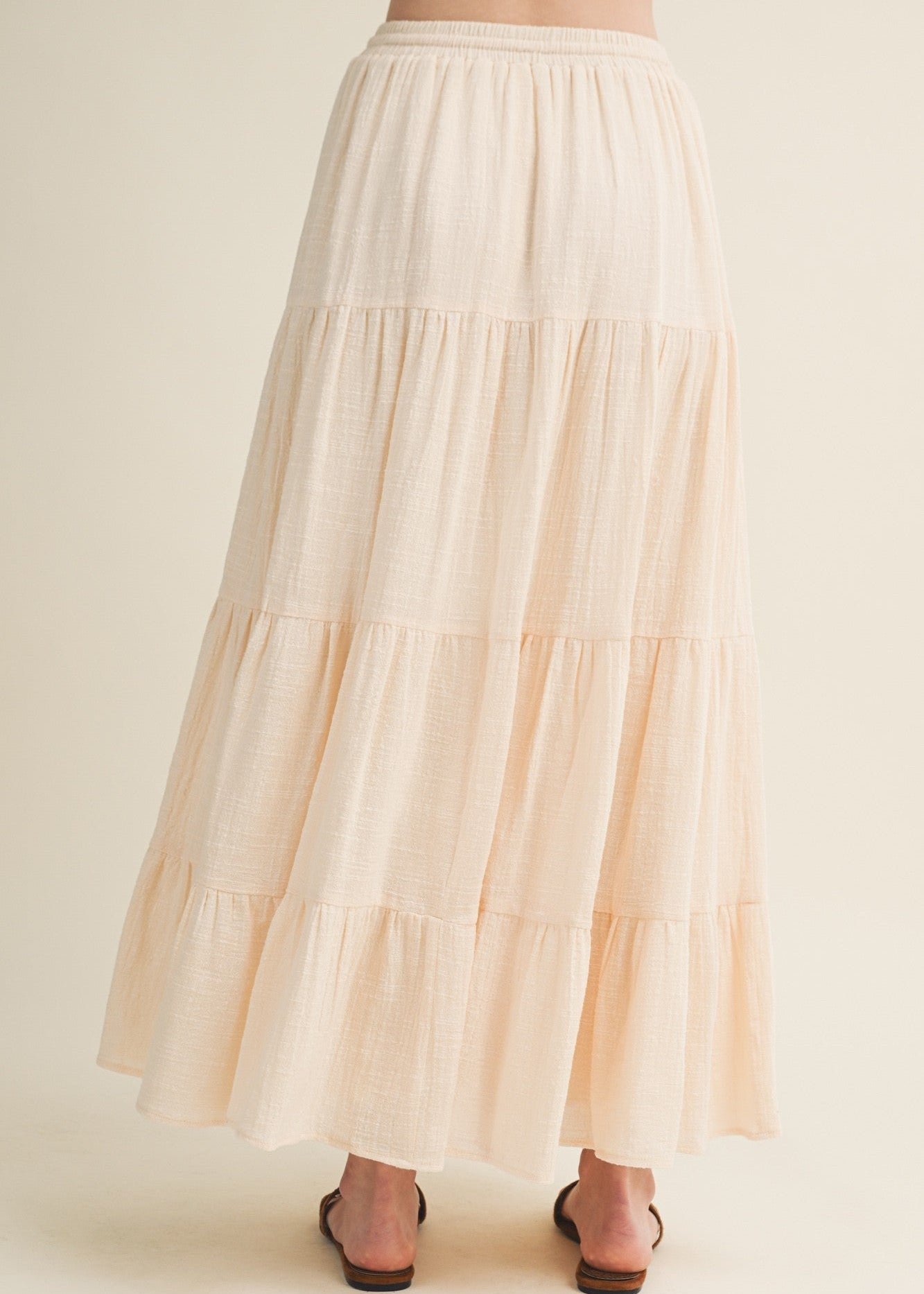 TIERED LINEN MAXI SKIRT