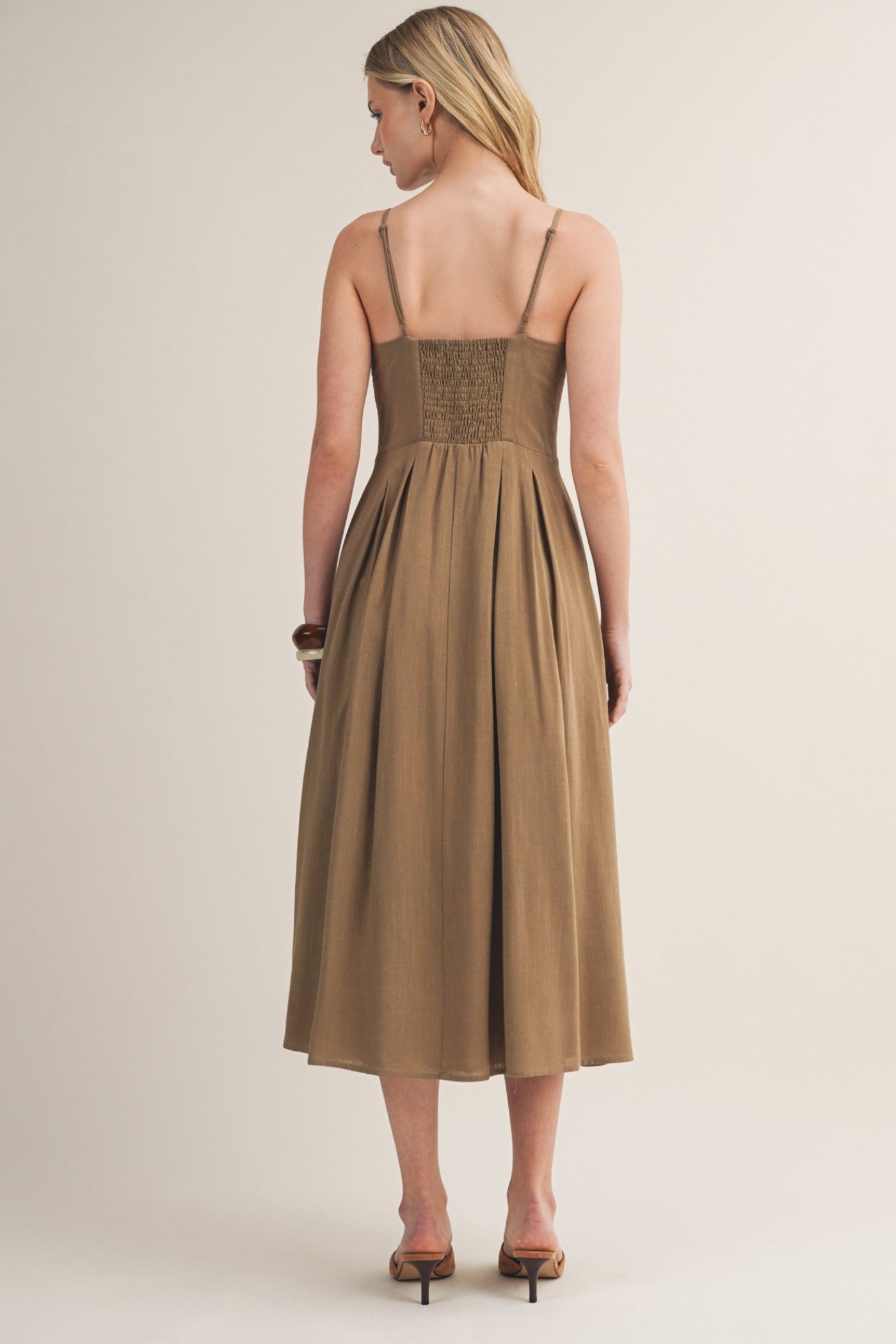 PLEATED TUCK CAMI DRESS