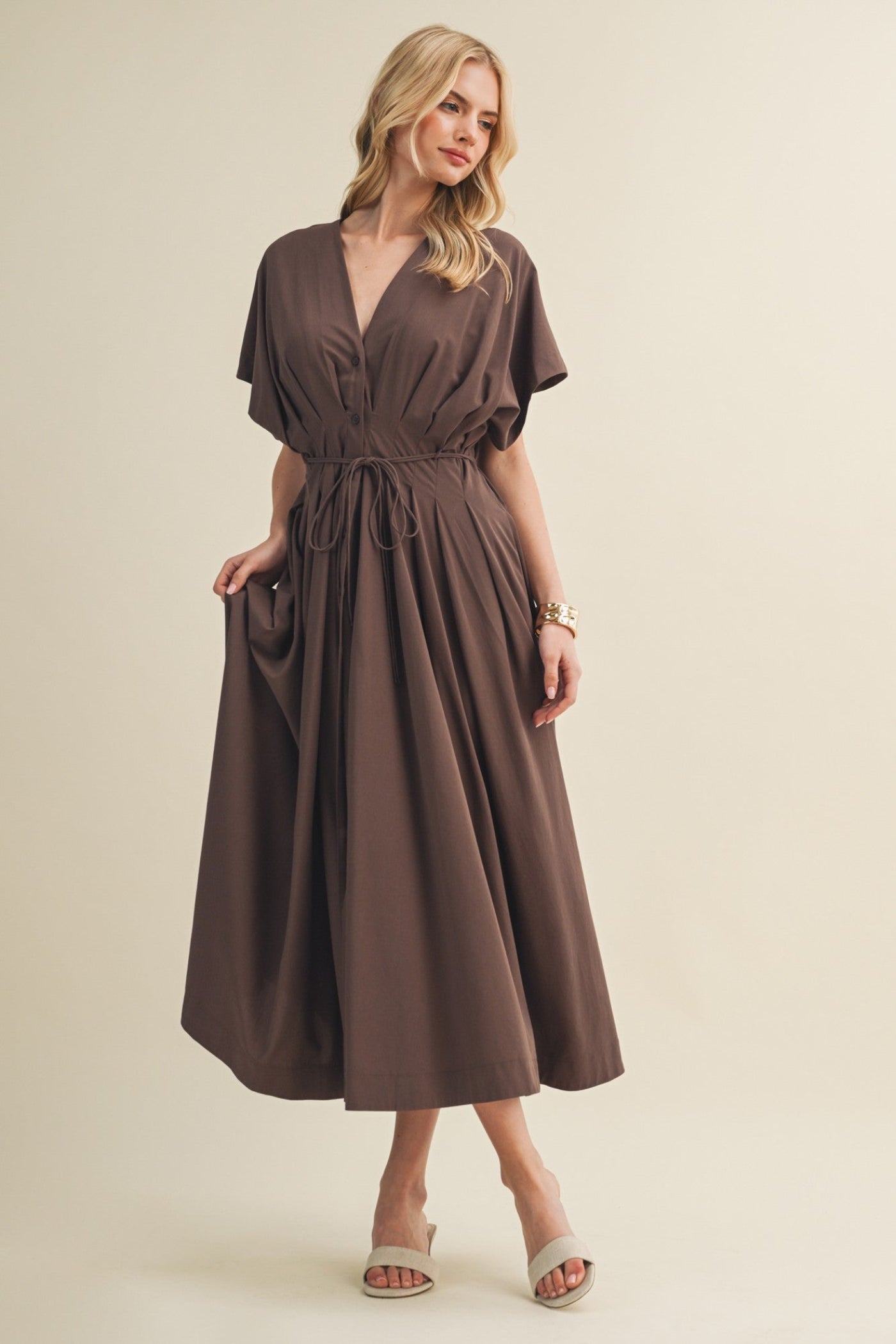 STEVIE COCOA MIDI DRESS