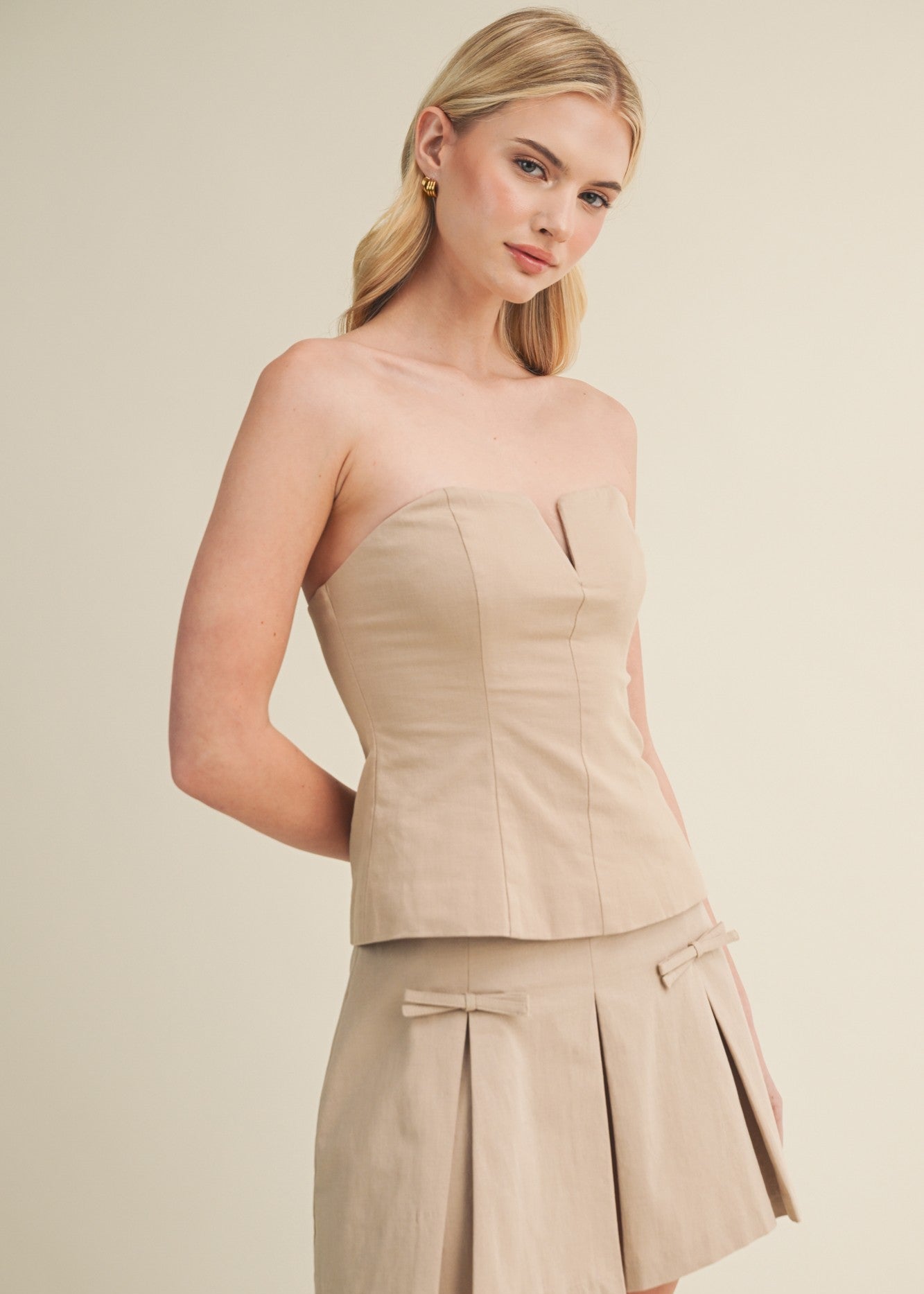 JAZMYN BEIGE BANDEAU TOP