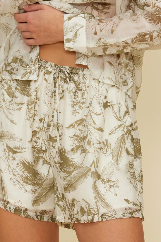 LUCY PARIS LOU RELAXED SHORT – IVORY OLIVE PRINT
