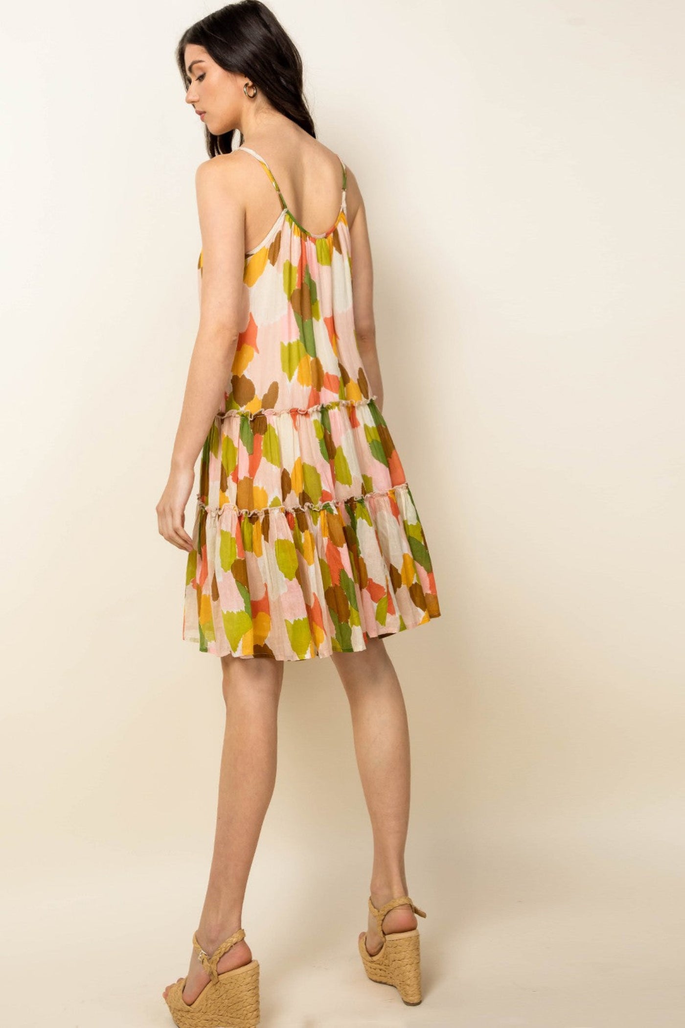 MULTI COLOR TIERED MINI DRESS