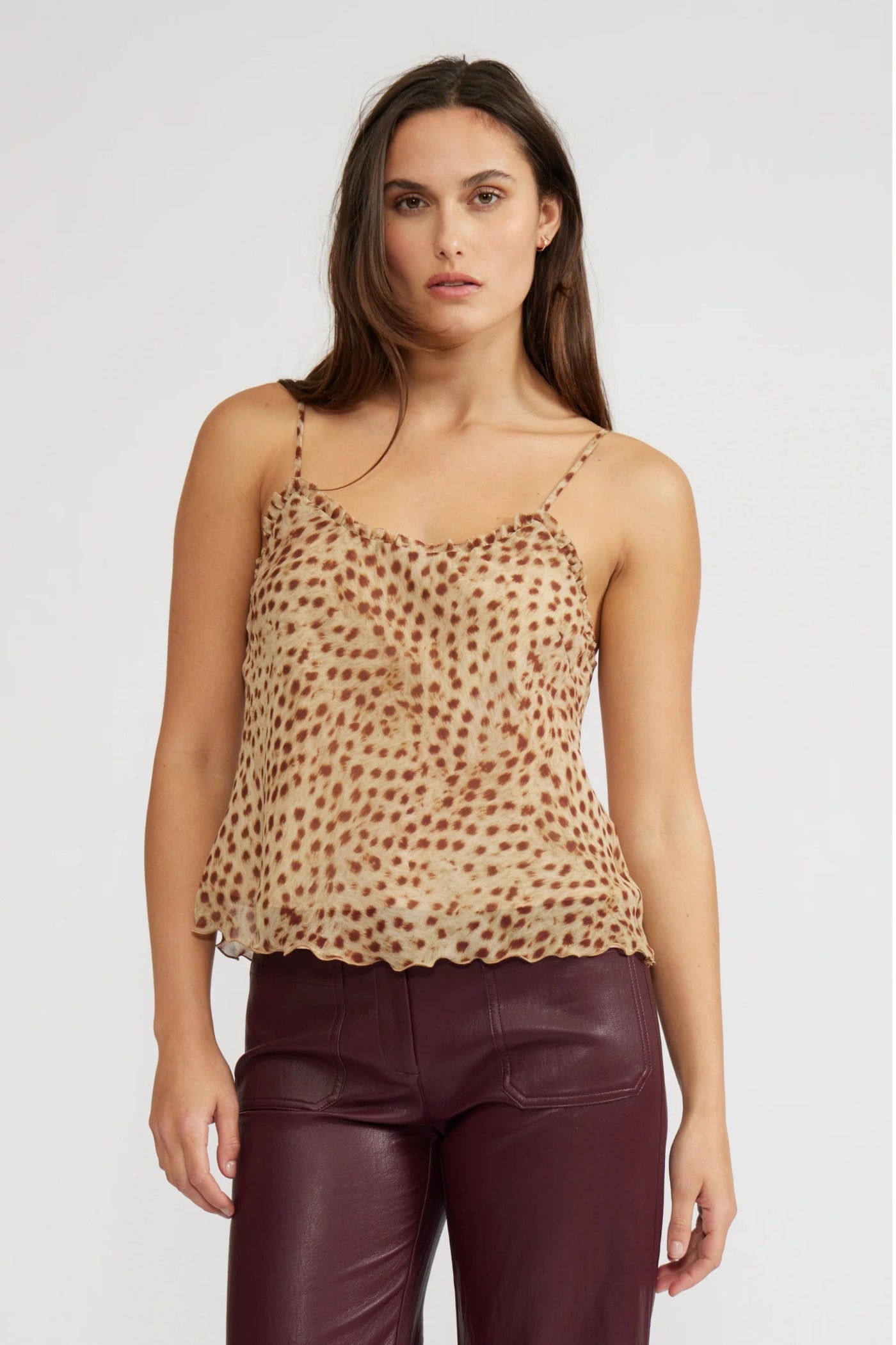 LUCY PARIS CAMILA CHEETAH RUFFLE TANK