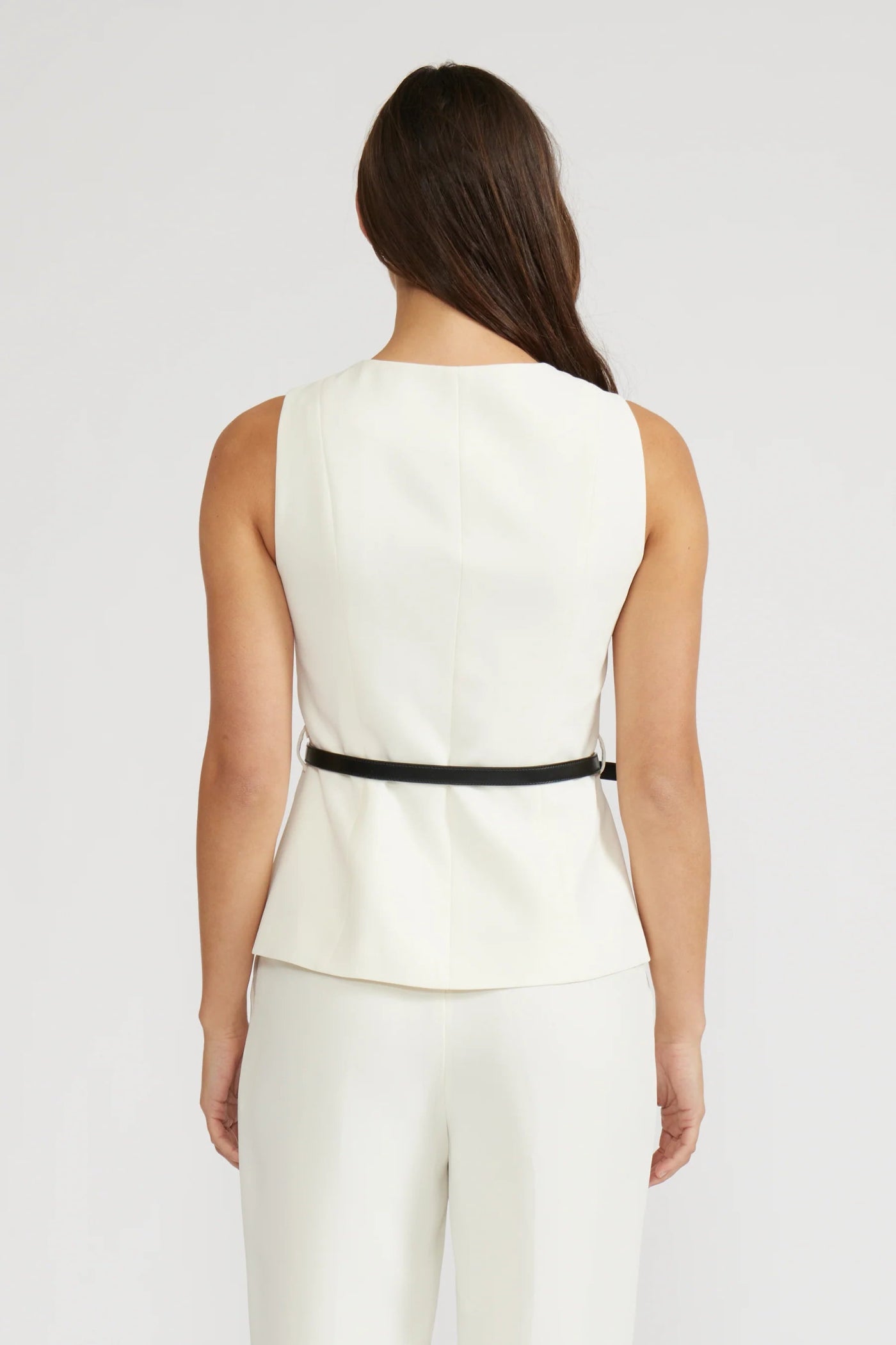 ANNA BELTED VEST – IVORY LUCY PARIS