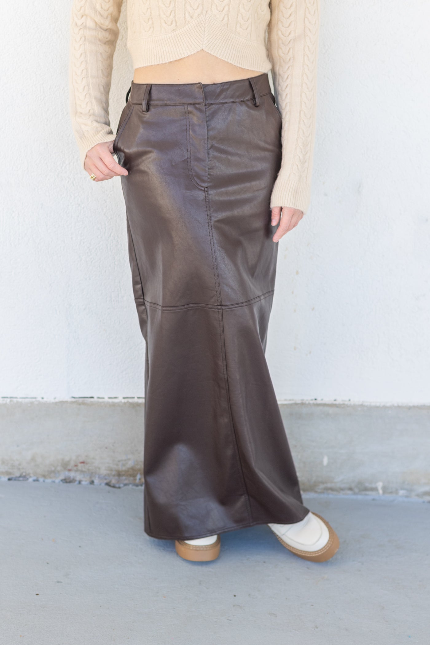 Load image into Gallery viewer, BROWN LEATHER SKIRT

