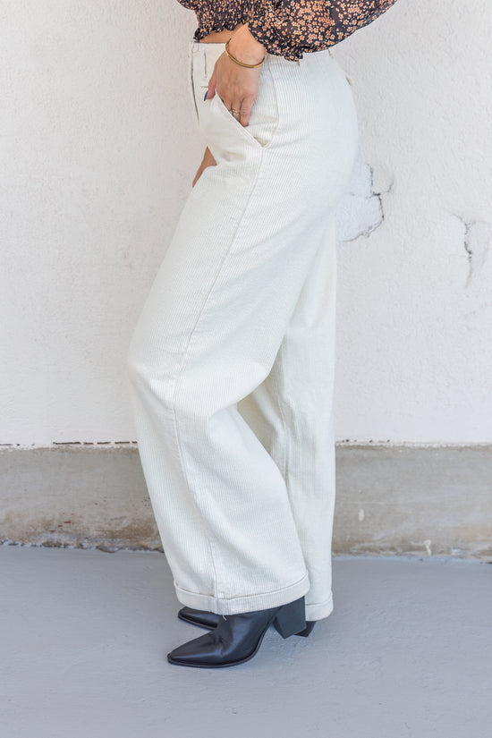 cream corduroy pants with cuffs