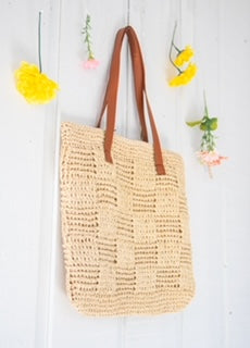 leather strap woven bag 